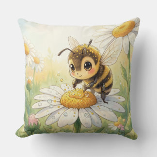 Golden Bumblebee in Bloom Dance Throw Pillow