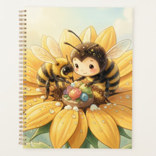 Golden Bumblebee in Floral Dance1 Planner