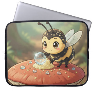 Golden Bumblebee in Floral Dance Laptop Sleeve