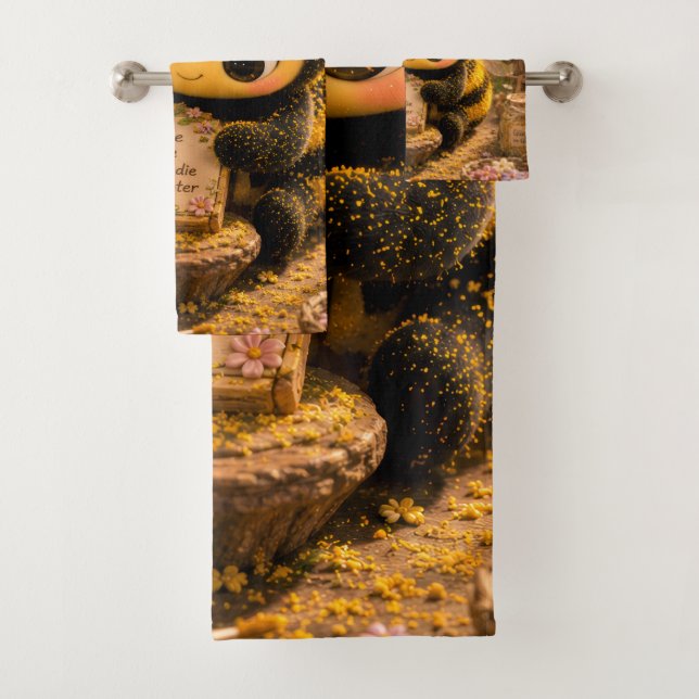 Golden Bumblebee in Flower Dance.10 Bath Towel Set (Insitu)