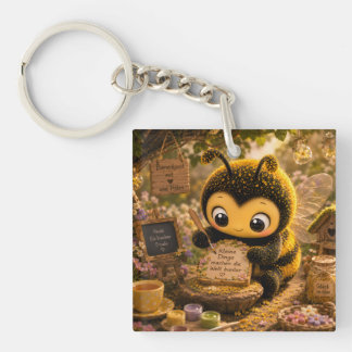 Golden Bumblebee in Flower Dance.10 Keychain