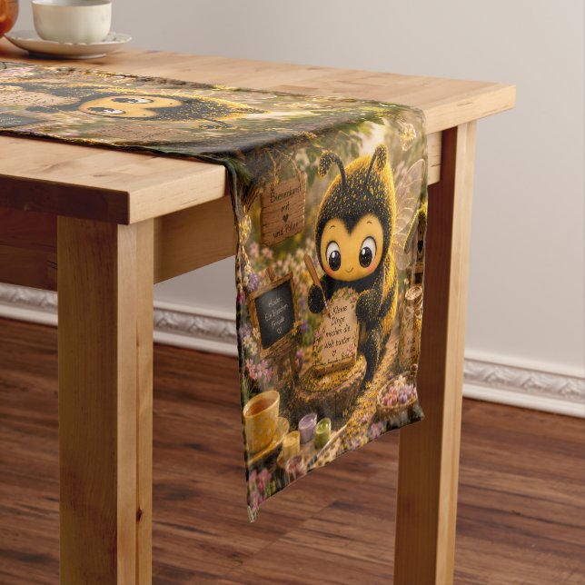 Golden Bumblebee in Flower Dance.10 Short Table Runner (In Situ)