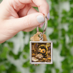 Golden Bumblebee in Flower Dance.11 Keychain