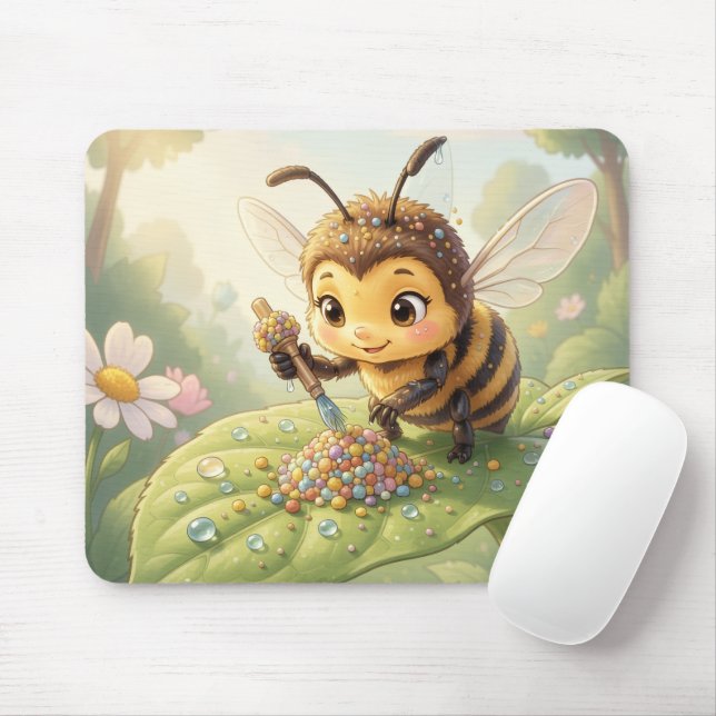 Golden Bumblebee in Flower Dance.2 Mouse Pad (With Mouse)