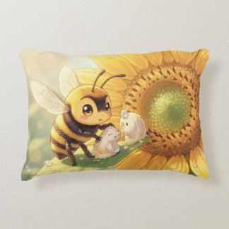 Golden Bumblebee in Flower Dance.4 Accent Pillow