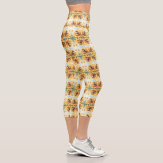 Golden Bumblebee in Flower Dance.7 Capri Leggings