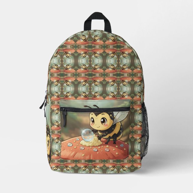 Golden Bumblebee in Flower Dance  Printed Backpack (Front)