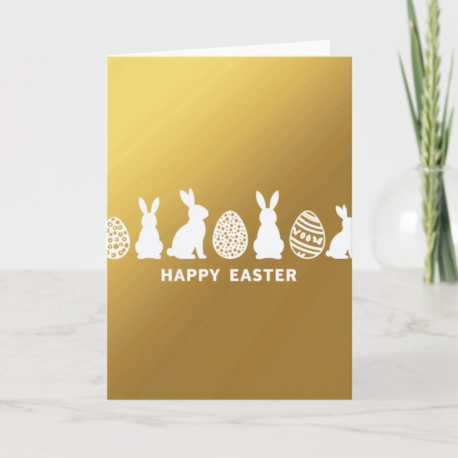 Golden Bunnies Easter Greeting Card (Front)