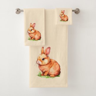 Golden Bunny on Light Champagne Beige