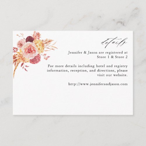 Golden Burgundy  Blush Pink Floral Details 2LG Enclosure Card