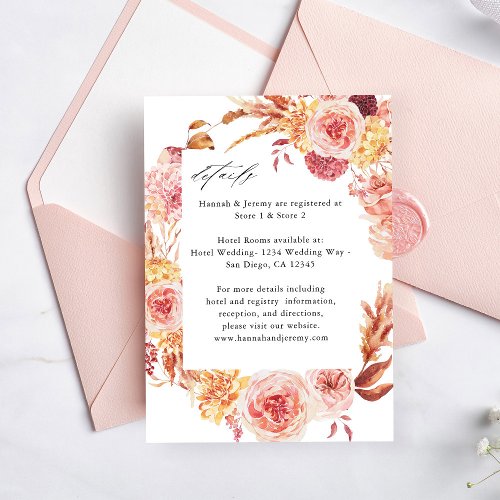 Golden Burgundy  Blush Pink Floral Enclosure