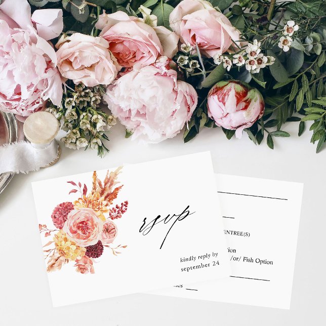 Golden Burgundy Blush Pink Floral w Meal RSVP 2 (Creator Uploaded)