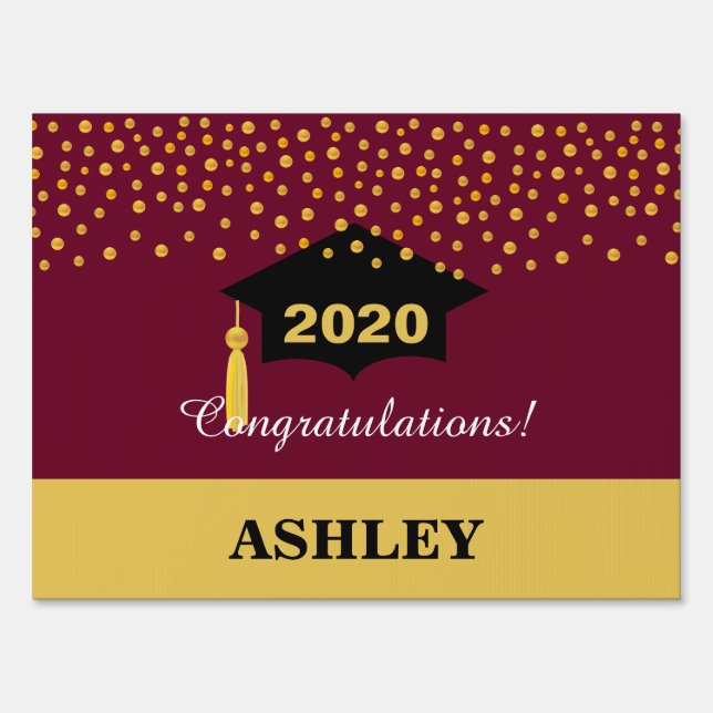 Golden & Burgundy Congratulations Graduation Sign (Back)
