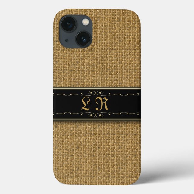 Golden Burlap iPhone 6 Custom Monogram Case (Back)