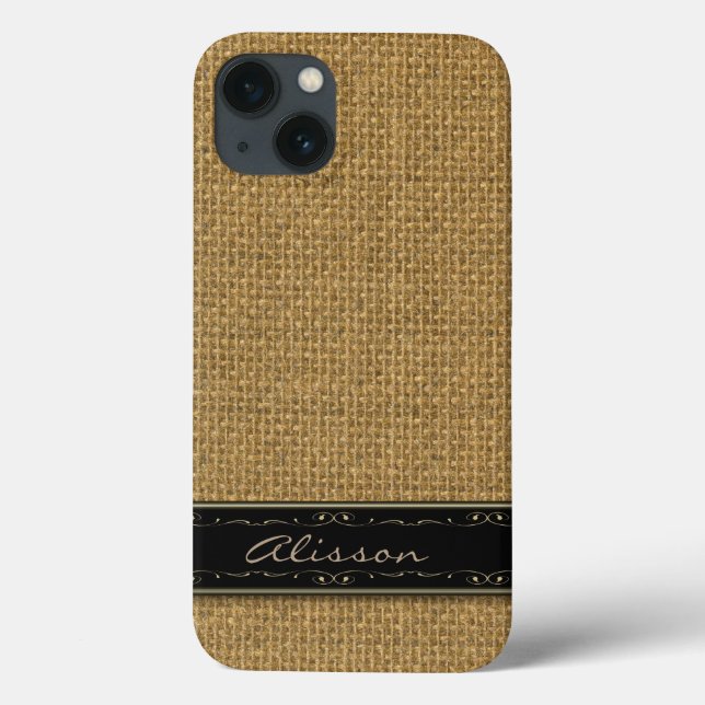 Golden Burlap iPhone 6 Custom Monogram Case (Back)