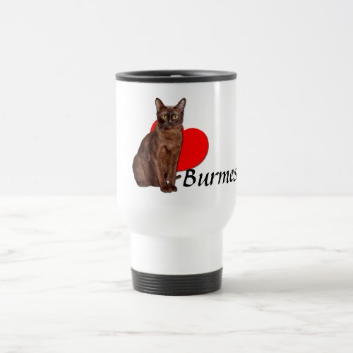 Golden Burmese Cat Moggy Heart Love   Travel Mug