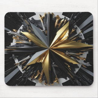 "Golden Burst: Futuristic Star Mouse Pad