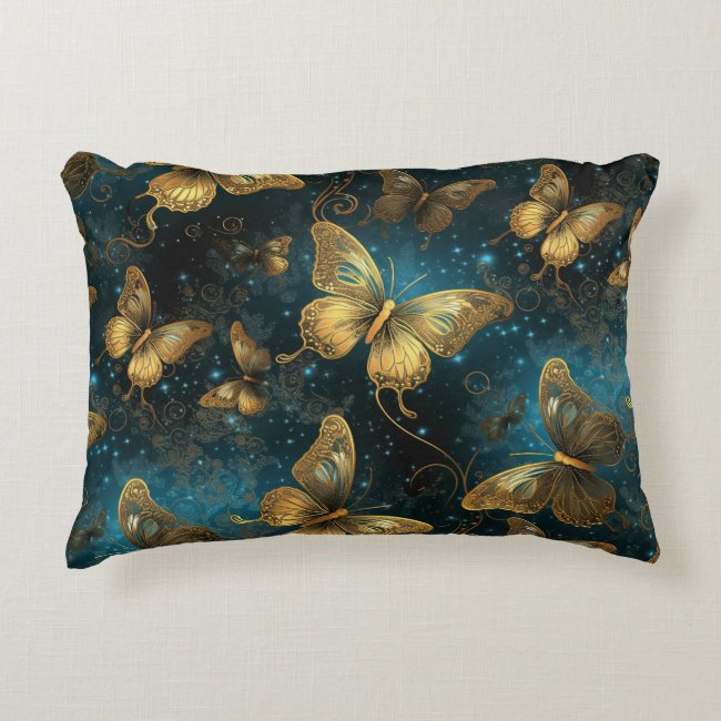 Golden Butterflies Accent Pillow