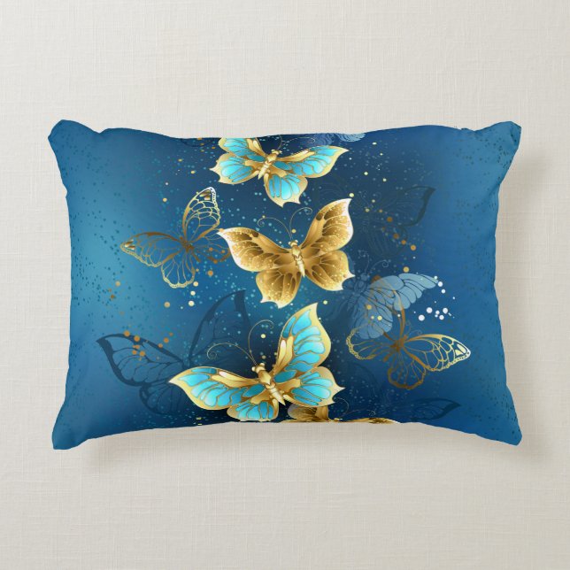 Golden butterflies accent pillow (Front)