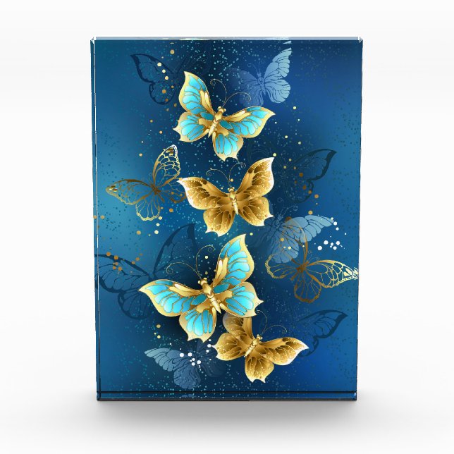 Golden butterflies acrylic award (Front)