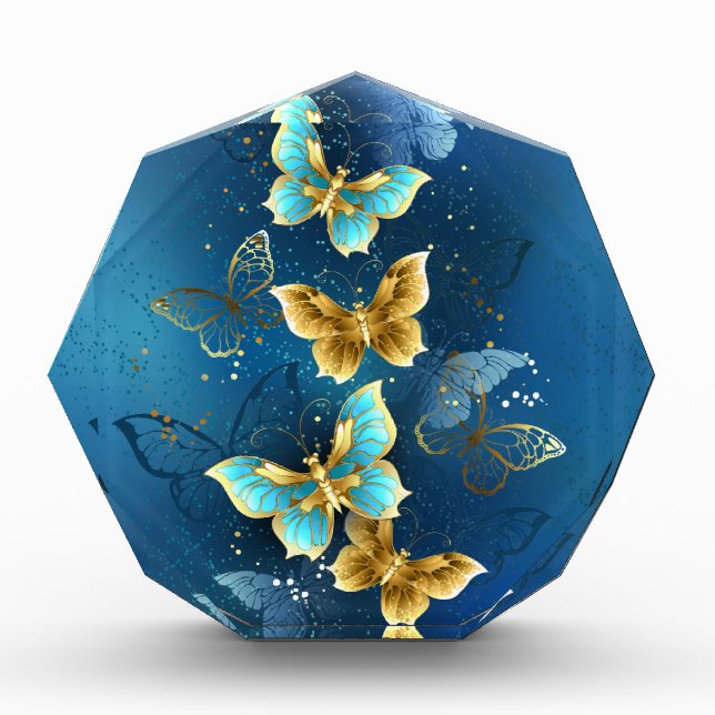 Golden butterflies acrylic award (Front)