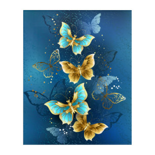 Golden butterflies acrylic print