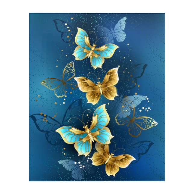 Golden butterflies acrylic print (Front)