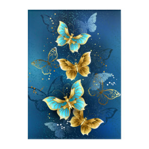 Golden butterflies acrylic print