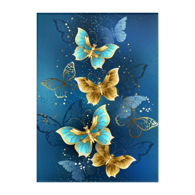Golden butterflies acrylic print (Front)