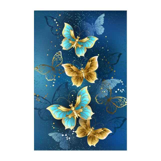 Golden butterflies acrylic print (Front)