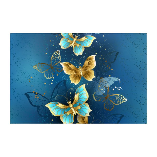 Golden butterflies acrylic print (Front)