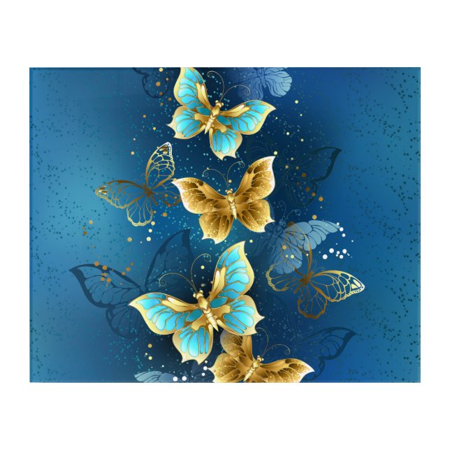Golden butterflies acrylic print (Front)