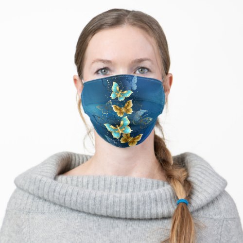 Golden butterflies adult cloth face mask