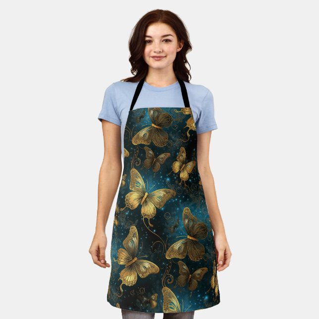 Golden Butterflies All-Over Print Apron (Worn)