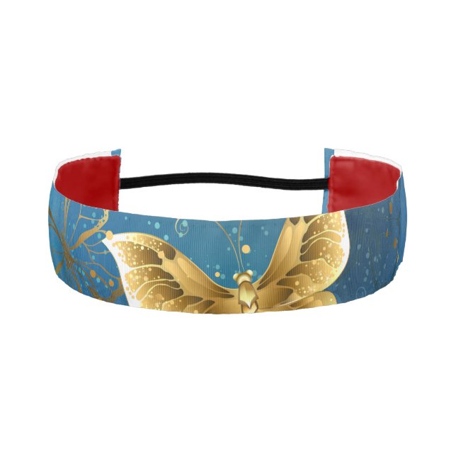 Golden butterflies athletic headband (Front)