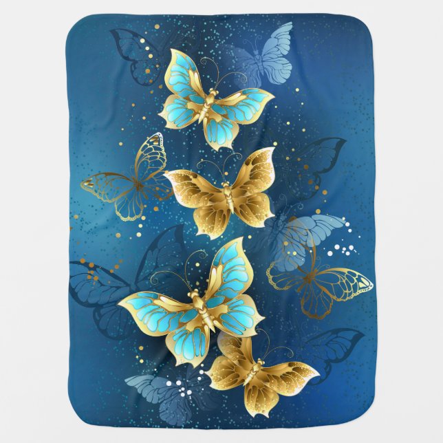 Golden butterflies baby blanket (Front)