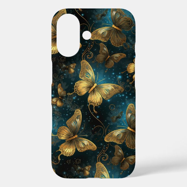 Golden Butterflies Barely There iPhone 16 Case