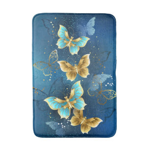 Golden butterflies bath mat