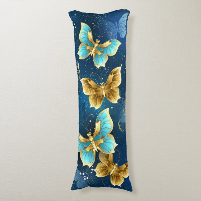 Golden butterflies body pillow (Front Vertical)