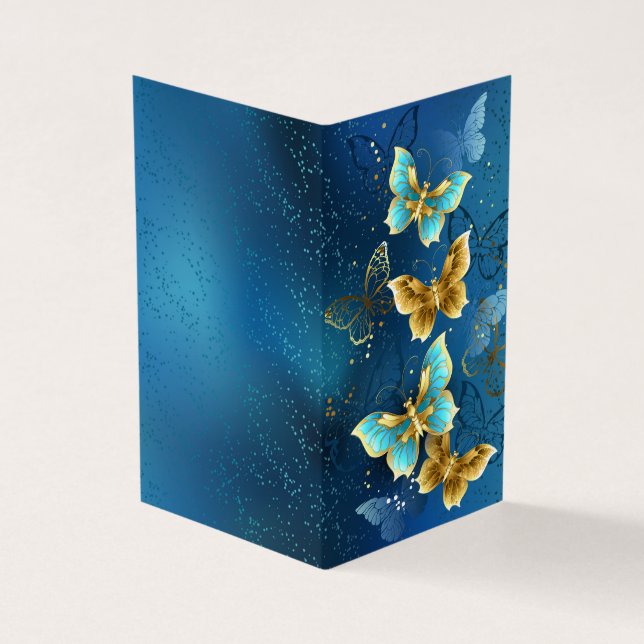 Golden butterflies business card (Outside)