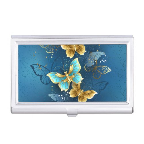 Golden butterflies business card case