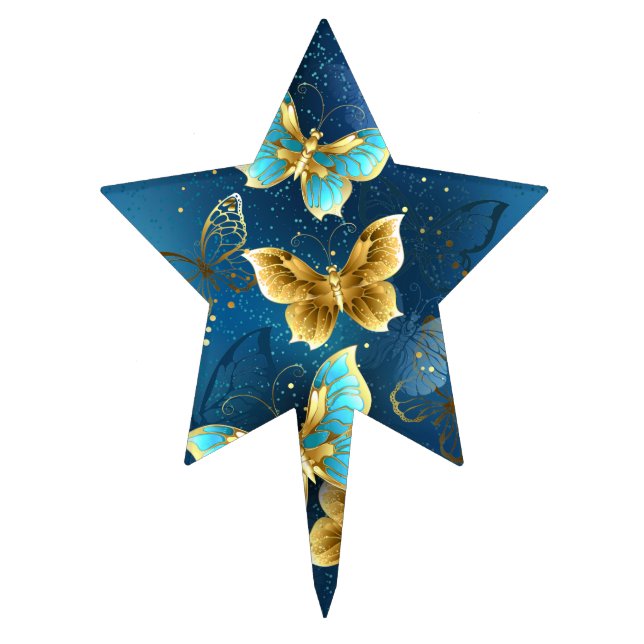 Golden butterflies cake topper (Front)