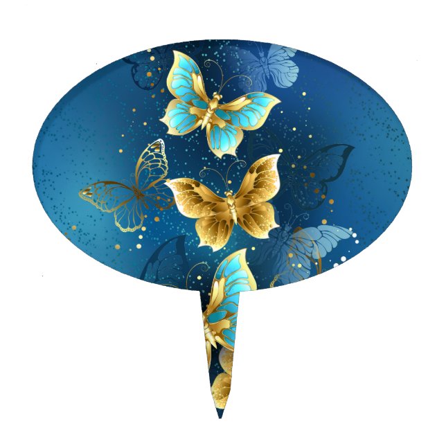Golden butterflies cake topper (Front)