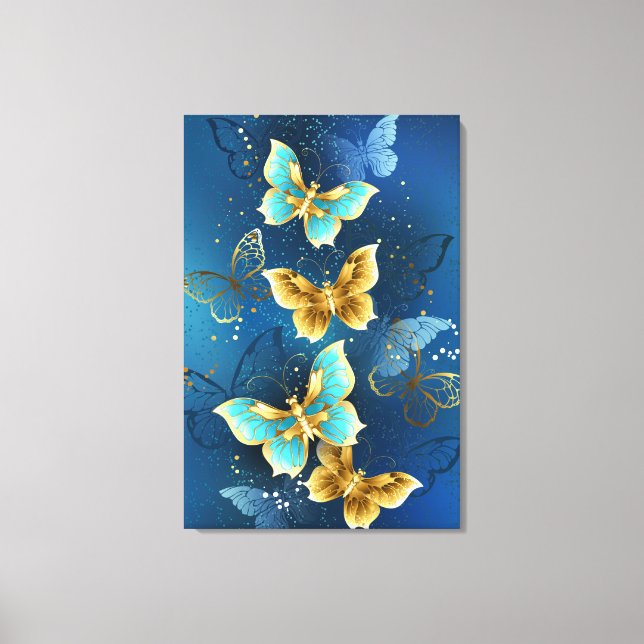Golden butterflies canvas print (Front)