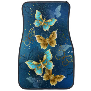 Golden butterflies car floor mat