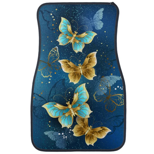 Golden butterflies car floor mat (Front)