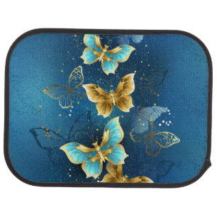 Golden butterflies car floor mat