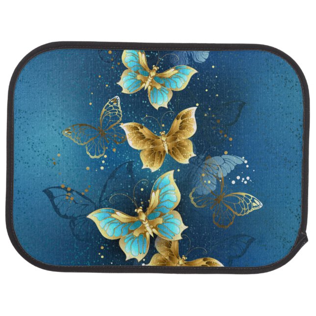 Golden butterflies car floor mat (Rear)
