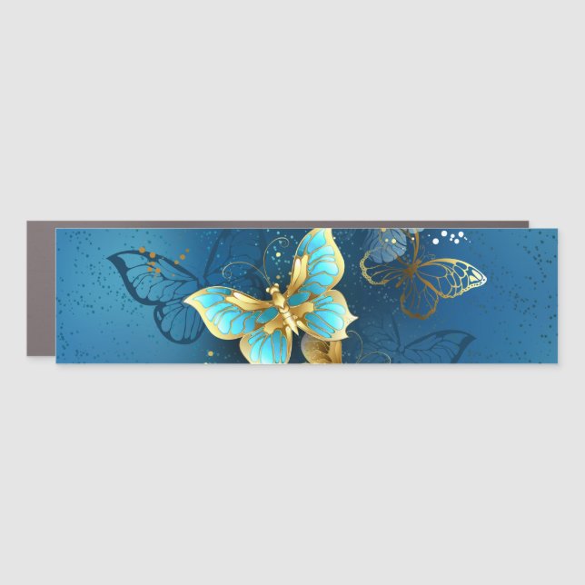 Golden butterflies car magnet (Front)