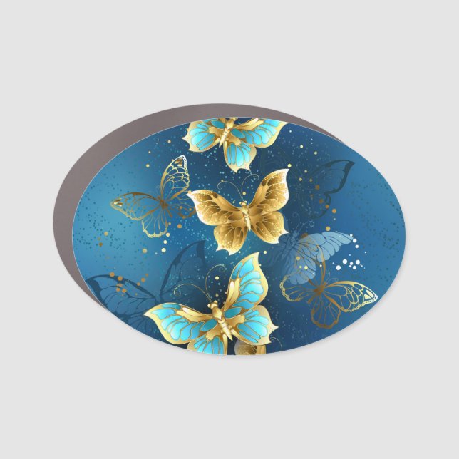 Golden butterflies car magnet (Front)